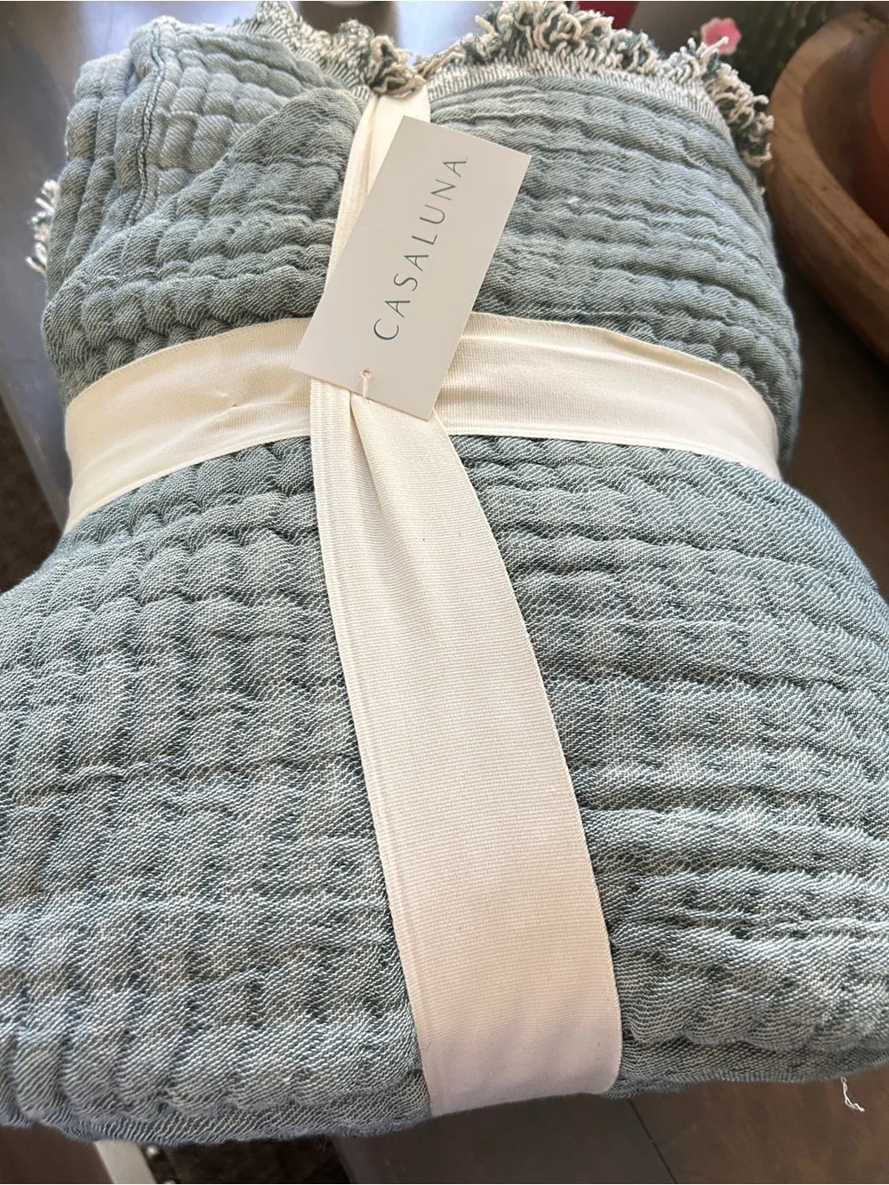 Casaluna Teal Green Cotton Quilted Coverlet Set Sz full/queen